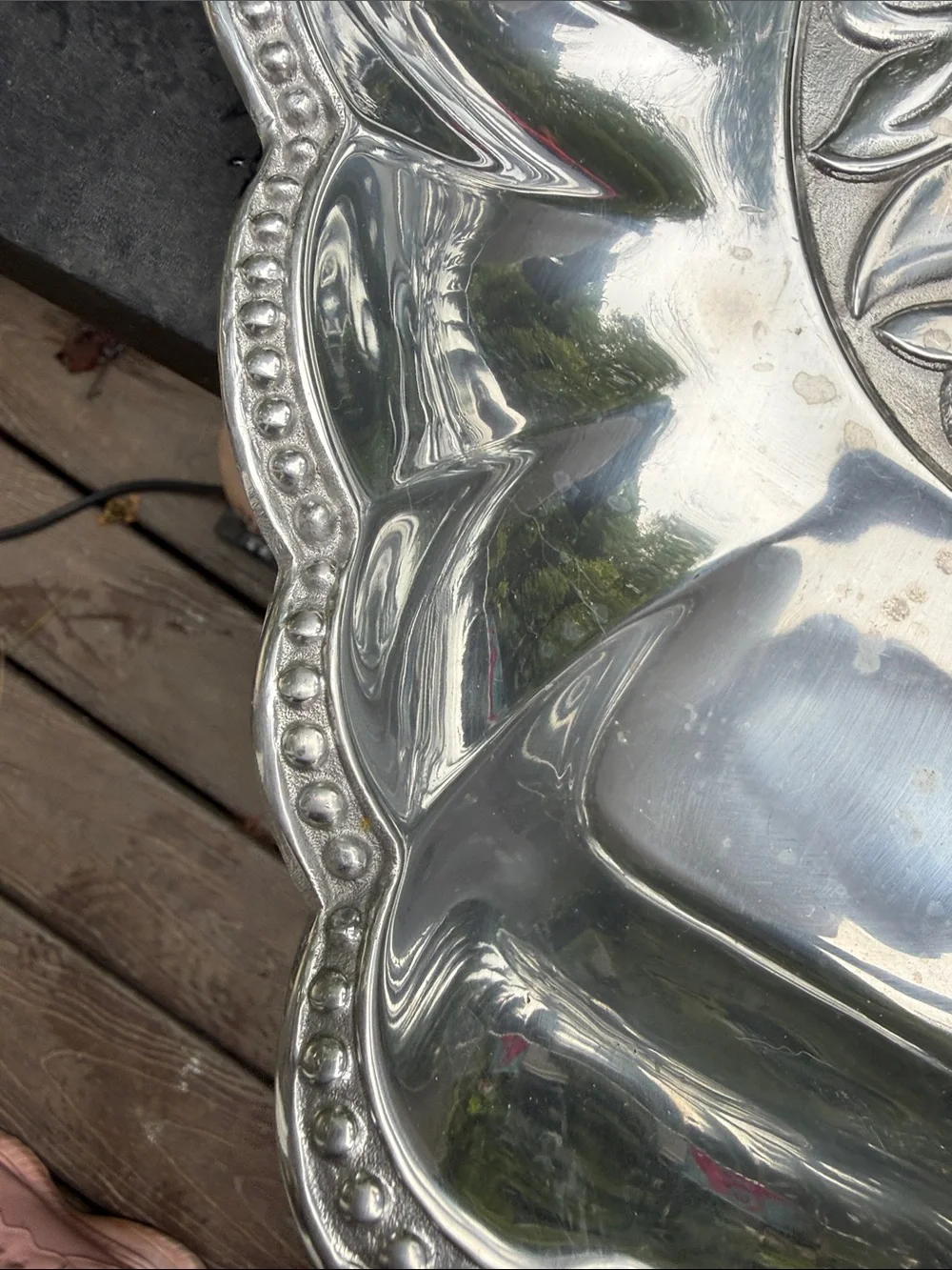 Lenox Pewter Ornate Divided Serving Platter Tray with Two Removable Bowls